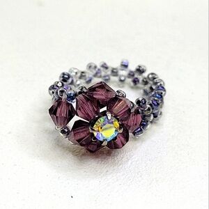 Crystal Beaded Ring Floral